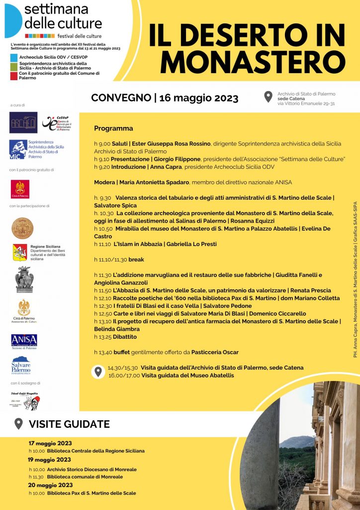 Programma Convegno "Il deserto in Monastero", 16 maggio 2023